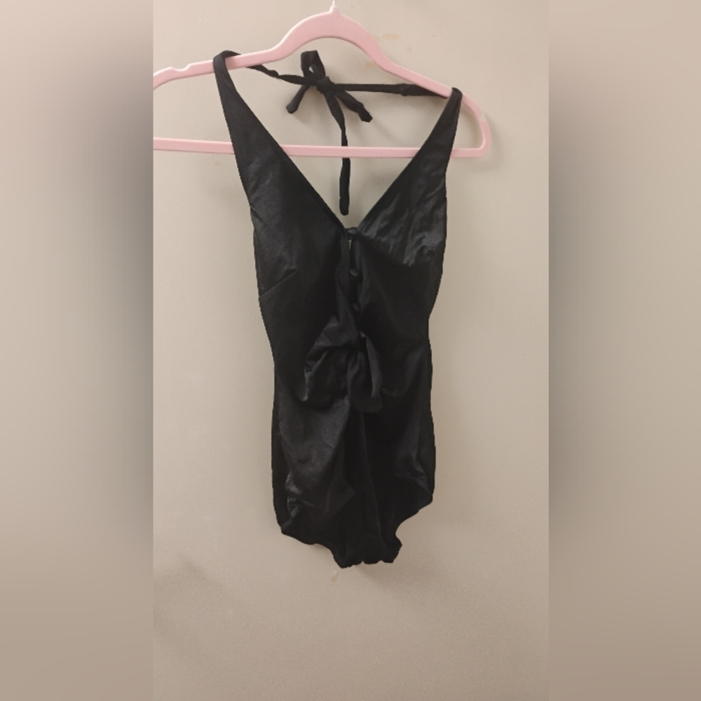 Vintage 1980s 1990s Halter Button Detail Swimsuit One Piece